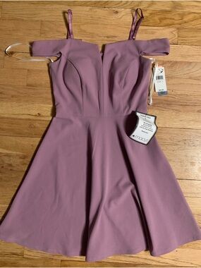 BCX Mauve Off-Shoulder Fit-and-Flare Midi Dress